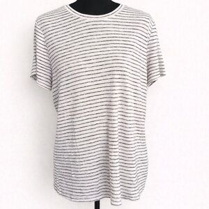 Liverpool Los Angeles Black & Cream Striped Tee | Size L NWOT